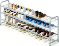 KEETDY 3-Tier Long Shoe Rack for Closet Metal Shoe Organizer for Entryway, Wide Stackable Shoe Storage Shelf with Sturdy Wire Grid for Closet Floor, Bedroom, Grey