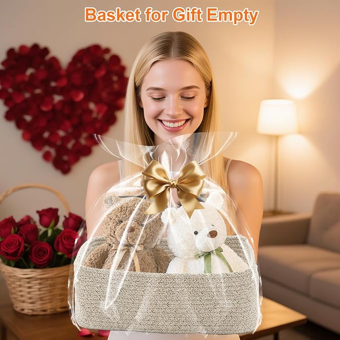 Small Baskets for Organizing, Small Woven Storage Baskets for Shelves, 3 Pack Basket for Nursery, Bathroom and Living room, 11x7.5x4.5 in, Mixed Brown