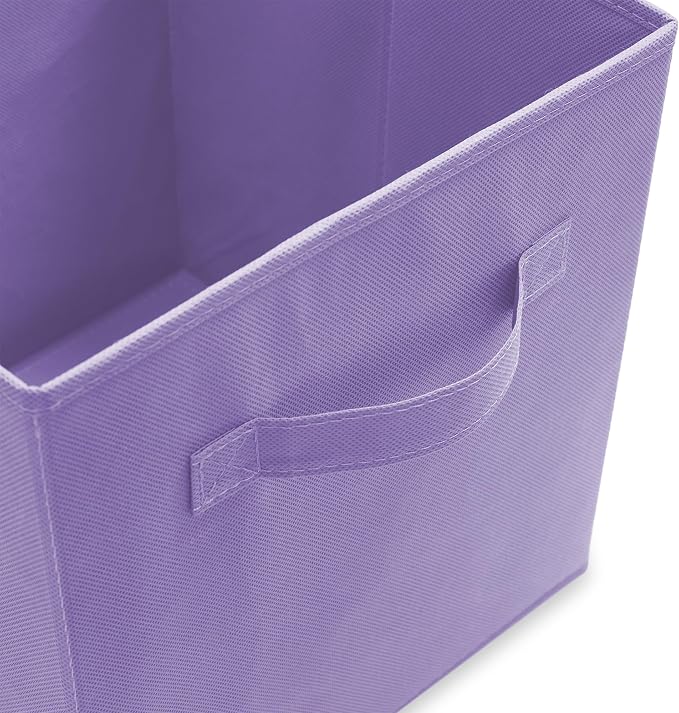 Casafield Set of 6 Collapsible Fabric Cube Storage Bins, Lavender - 11" Foldable Cloth Baskets for Shelves, Cubby Organizers & More