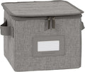 Covermates Keepsakes Zip-Top Storage Box Set, 3 Pack Heavy Duty Polyester Organizer Bins, Stackable Design, ID Window, Reinforced Handles, Closet Home Storage, Grey Heather
