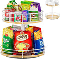 Snack Organizer 2 Tier Lazy Susan Storage Holder, White | Adjustable Height, 360° Rotation, For Countertop Office Home Breakroom