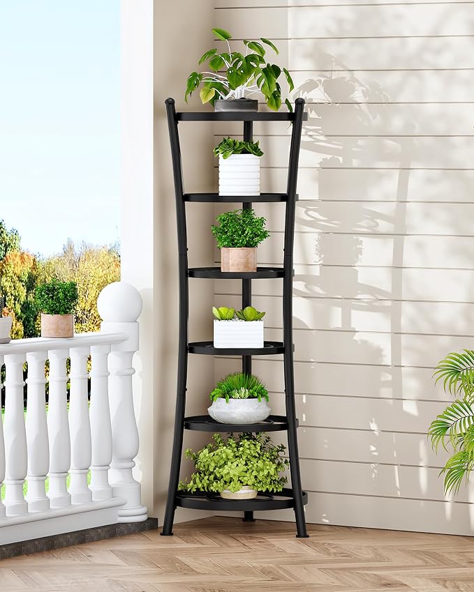 CHOEZON 6-Tier Freestanding Pot Rack, 100 Lbs Capacity Cookware Storage Stand, Sturdy Pan Holder Tower with anti-tip feet, Large Storage Rack with Metal Frame, for Kitchen Dining Room, Black TPR25BB