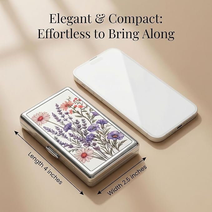 Vintage Art Deco Versatile Card & Cash/Cigarette Holder Case, Slim Metal Wallet for Women Men Credit ID Business Cards (#D)
