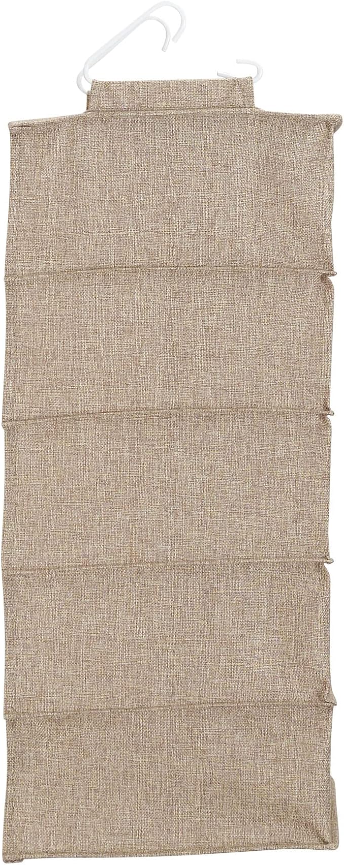 Household Essentials 10‑Pocket Hanging Shoe Organizer with Side‑by‑Side Canvas Storage and 2 Hooks for Support, Beige