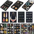 12 Pcs Velvet Jewelry Tray Stackable Jewellery Organier Trays Earrings Necklace Rings Storage Box Jewelry Drawer Display Case for Bracelet Earring Watch Accessories with Removable Dividers, Black