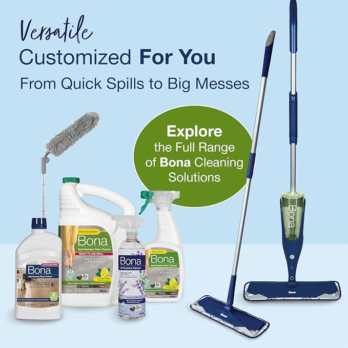 Bona Multi-Surface Floor Cleaner Spray - 32 fl oz - Lemon Mint Scent - Refillable - Residue-Free Floor Cleaning Solution for Stone, Tile, Laminate, and Vinyl Floors