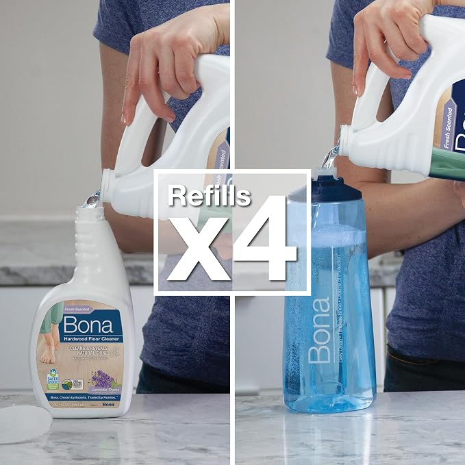 Bona Hardwood Floor Cleaner Refill - 128 fl oz - Lavender Thyme Scent | Residue-Free Floor Cleaning Solution Spray Mop and Spray Bottle Refill - For Wood Floors