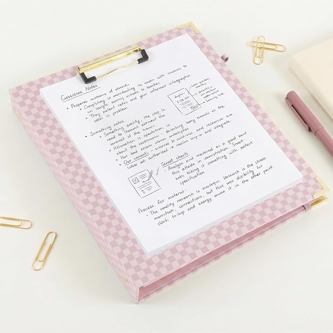 Aesthetic Clipboard Binder with Dividers - Document Organizer and Clipboard Folder for Work - Sturdy 3 Ring Binder & Planner Folio for Streamlined School Projects, Notes and Daily Office Productivity
