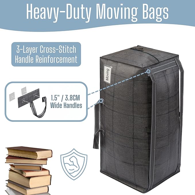 VENO 2 Pack Heavy Duty Moving Bags with Backpack Straps, Zippers & Handles, Extra Large Packing Bags for College Dorm Essentials, Moving Supplies Alternative to Cardboard Moving Boxes