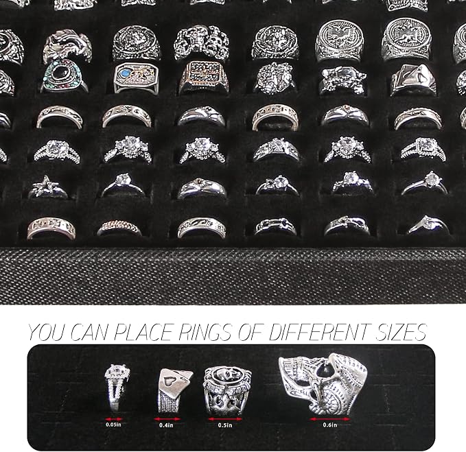 Julysky 2 PCS Stackable Ring Tray for Drawer,Jewelry Holder Organizer,Ring Display Stand for Selling