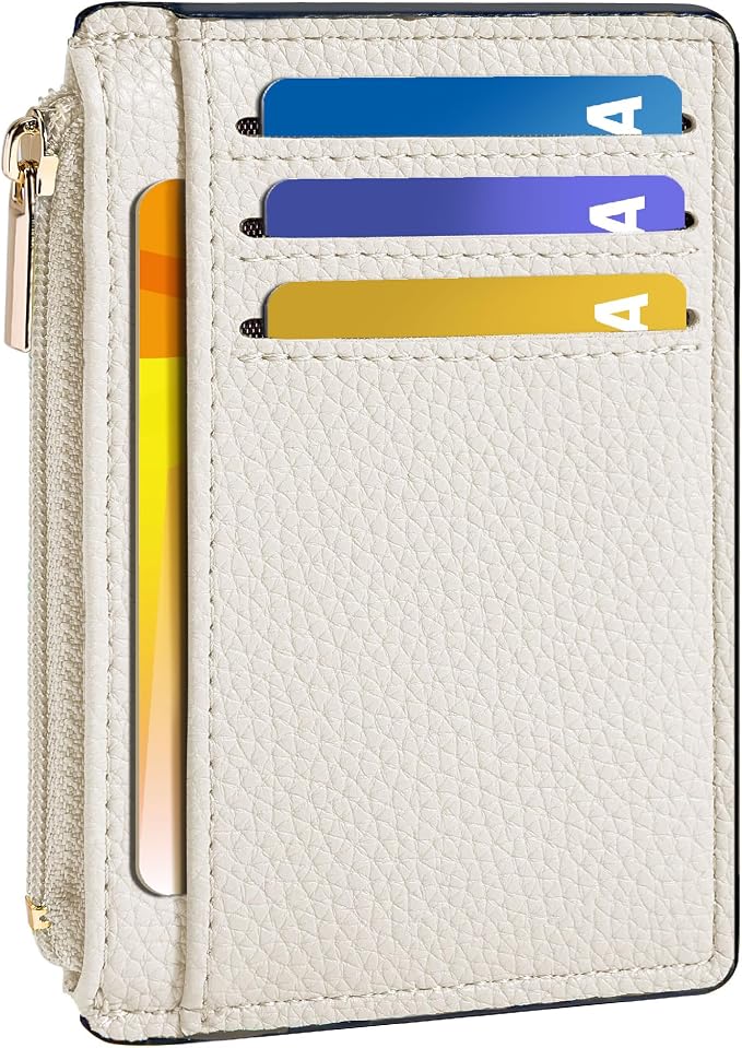 Tipmile Womens Credit Card Holder Wallet, Small Slim RFID Blocking Sleeve | Mini Tiny Cute ID Case, Minimalist Zipper Pocket Wallet, Thin Coin Purse, Mothers Gift