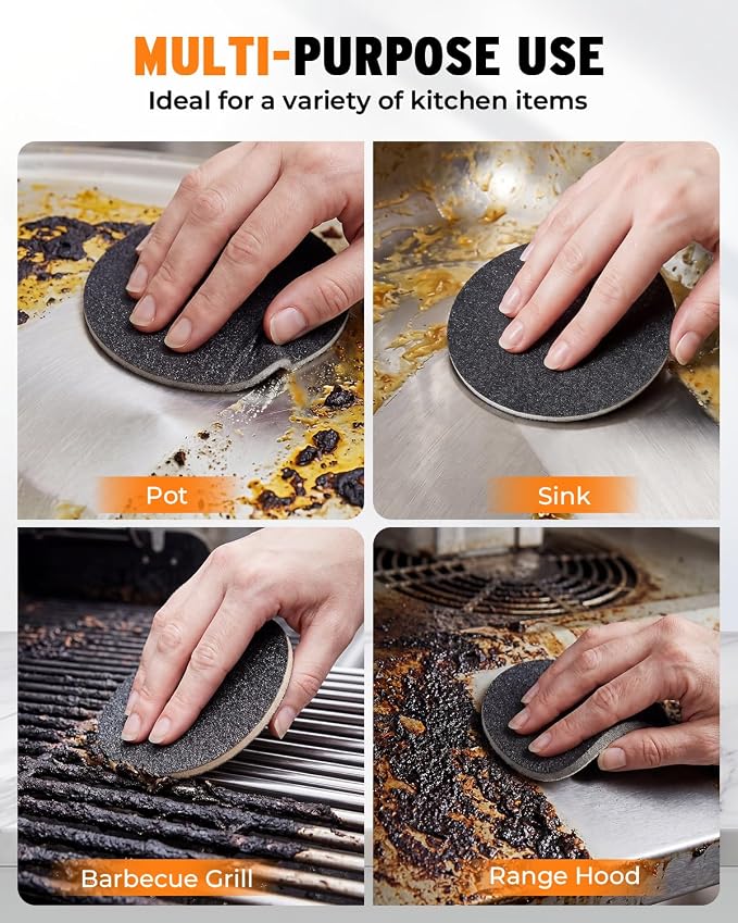 Stainless Steel Sponge Suitable for Stainless Steel Surfaces Zero Chemicals Emery Sponges Scratch-Free & Long-Lasting for Heavy Duty Burnt-On Stain Removal (8-Pack)