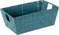 Simplify Small Shelf Woven Strap Tote | Decorative Storage Basket | Built in Handles | Organization | Closet | Bedroom | Bathroom | Nursery | Accessories | Toys | Gifts | 1 Pack | Sapphire