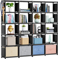 Mavivegue Book Shelf, 20 Cube Storage Organizer, DIY Bookcase, Metal Cube Bookshelf,Tall Book case for Bedroom, Living Room,Office,Closet Storage Organizer, Black Cubicle Storage Rack