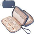 NISHEL Electronics Travel Organizer Cord Case, Charger Cable Tech Bag | Double-layer bag keeps chargers, cables, flash drive, and small tech essentials organized for trip, Medium, Aegean-Blue