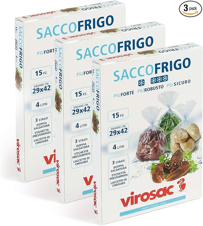 Virosac Food Storage and Freezing Bags - 45 Pieces