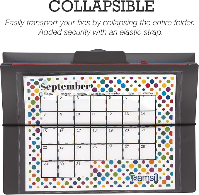 Samsill Cascading Wall File Organizer, Classrom Organization and Storage, 6 Removable Poly Hanging File Folders, Command Center Wall Organizer, Gray with Assorted Color Folders