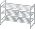 Simple Houseware 3-Tier Stackable Metal Panel Shoes Rack, Silver
