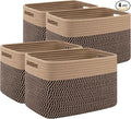 4 Pack Storage Baskets for Organizing, Woven Baskets for Shelves - Perfect for Toys, Books, Towels, and Clothes, Durable Gift Basket Bins Toy Storage, 12.7''L x9''W x7.8''H, Black and Brown