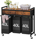 Laundry Sorter 3 Section, 120 L Laundry Hamper with 2 Drawers & 2-tone Top Panel, Rolling Laundry Basket Organizer with Pull-Out Removable Oxford Fabric Bags for Laundry Room Organization