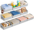 Homsorout Large Closet Organizers and Storage Bins - 10 Pack Trapezoid Storage Baskets for Shelves, Foldable Fabric Baskets with Handles Ideal for Closet, Basket, Wardrobe and Shelf Storage,Light Grey