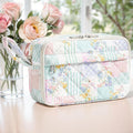 WOBAGMEN Quilted Pencil Pouch for Women, Large Capacity Pencil Case with Compartments, Cute Aesthetic Pencil Organizer, Floral Stationery Pouch（Colorful Patchwork）