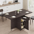 Space Saving Folding Dining Table for 2-4, Farmhouse Foldable Dining Table with Drawer and Storage Shelf, 6 Wheels Drop Leaf Kitchen Dining Room Table for Small Space (Walnut 47.2" x 23.6" x 29.5")