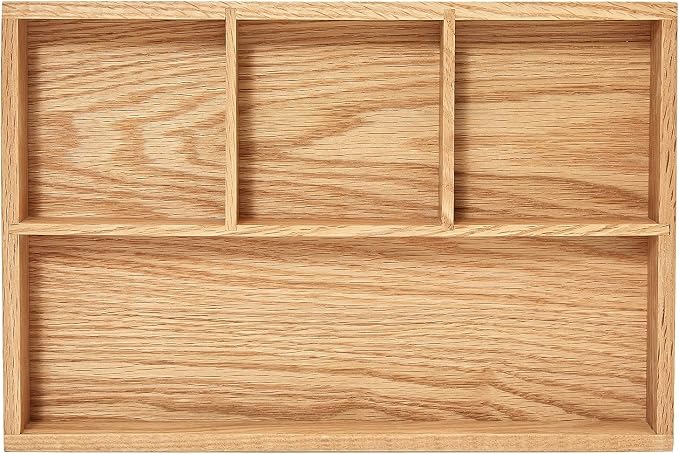 pandapark Wood Organizer Tray,Black Walnut,Desk & Drawer Storage Box (Oak Master-4)