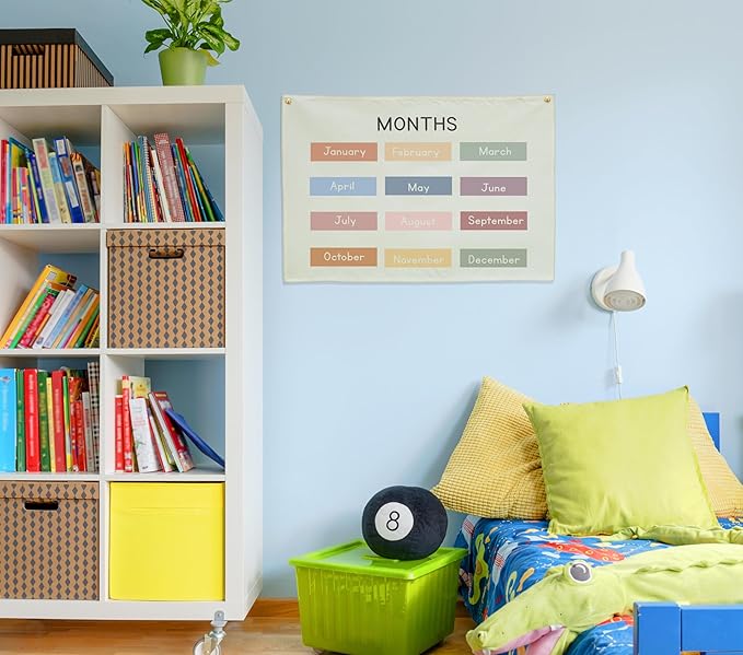 Classroom Wall Banner Decor-Teacher Gift-Inspirational Back to School Wall Art Flag Decor-Months-Hanging Canvas Banner for Classroom Reading Corner Homeschool Teacher Office Reading Corner