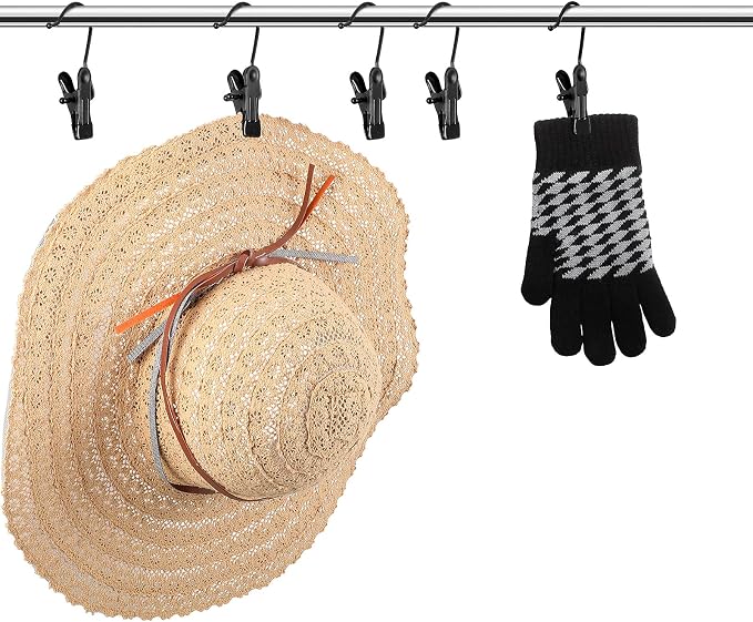 Hotop 20 Pieces Boot Hanger Clips for Closet, Laundry Hanging Hooks Heavy Duty Clips Boot Holder Portable Single Hooks Space Saving for Pants Jeans Clothes Hats Tall Towels (Black)