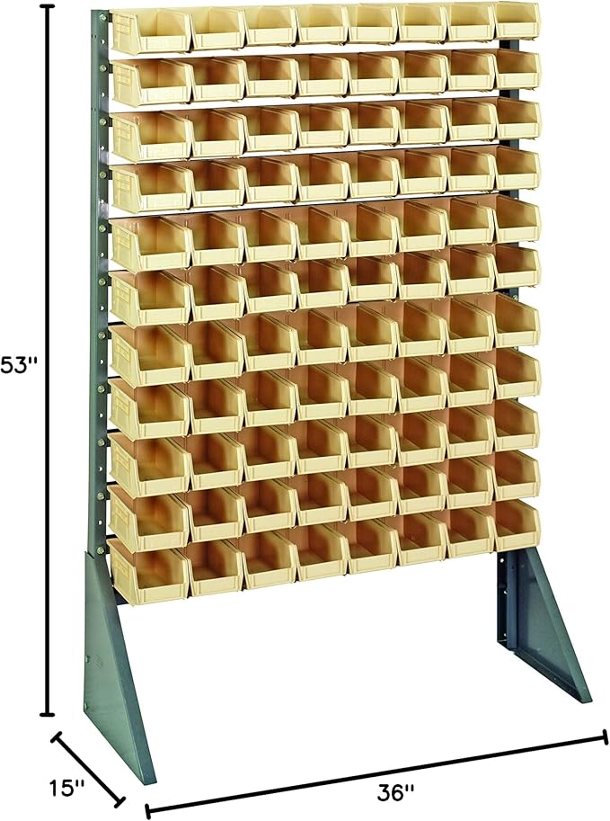 Quantum Storage Systems QRU-12S-220-96IV Single Sided Rail Systems Complete Package with Bins, 36" L x 15" W x 53" H, Ivory