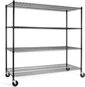 CAPHAUS 4-Tier Commercial Grade Heavy Duty Adjustable Height Wire Shelving w/Wheels & Leveling Feet, Storage Metal Steel Shelf, Garage Shelving Storage, Utility Wire Rack Storage Shelving Unit, 60" W