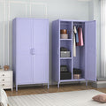 Metal Wardrobe with Lock 67"Clothing Steel Storage Cabinet Locker Hanging Rod And Adjustable Shelves 2 Doors Household kids wardrobe closet Lockers For Bedroom Home Purple Size:67"H X 31.5"W X 18.1"D