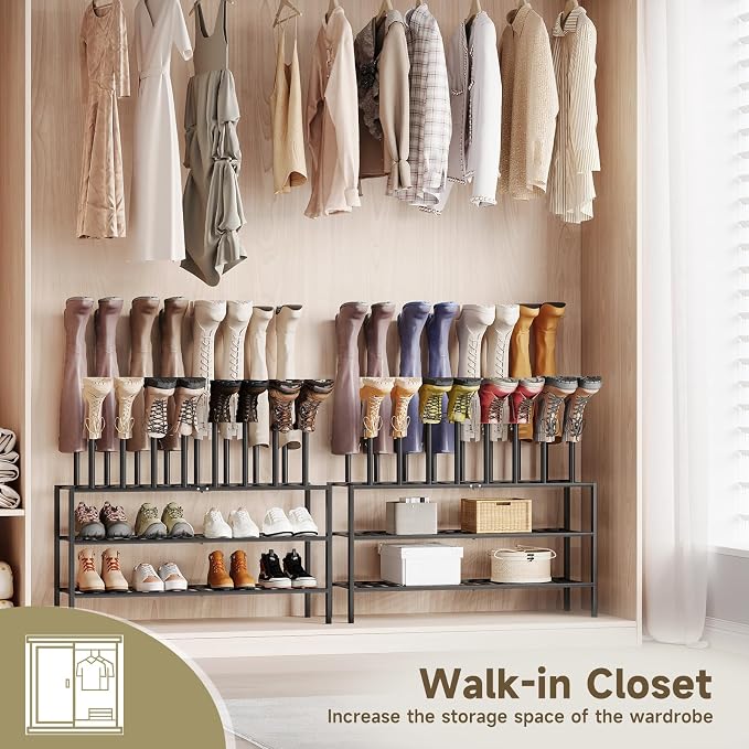 Detachable Boot Rack For Tall Boots Organizer,Outdoor Shoe Rack Storage | 3-Tier Multiuse Shoe Rack For Tall Boots,Closet Organizers And Entryway Storage,Suitable For All Seasons