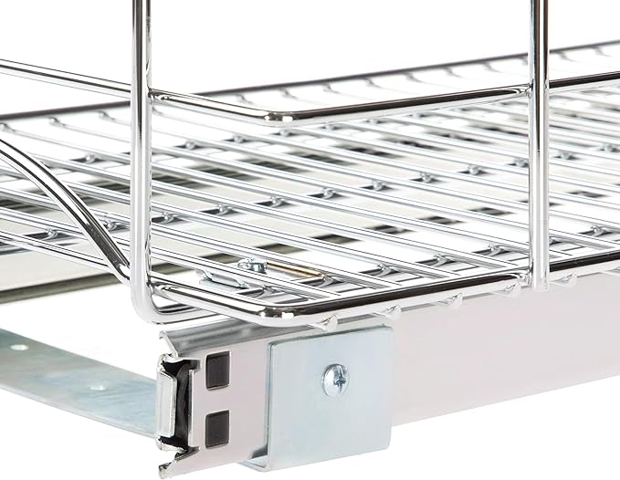 Home Zone Living Pull Out Kitchen Cabinet Organizer with Slide Out Drawer for Space Saving Storage, 11” W x 21” L