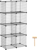 C&AHOME Wire Cube Storage, 8-Cube Organizer Metal C Grids Storage, Storage Bins Shelving, Modular Book Shelf, DIY Closet Cabinet Ideal for Living Room, Home, Office 24.8" L x 12.4" W x 48.4" H Black