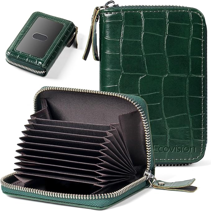 Credit Card Wallet, RFID Card Case Wallet, Zipper Card Cases Holder for Men Women, RFID Blocking, KeyChain Wallet, Compact Size Card Organizer Case for Women