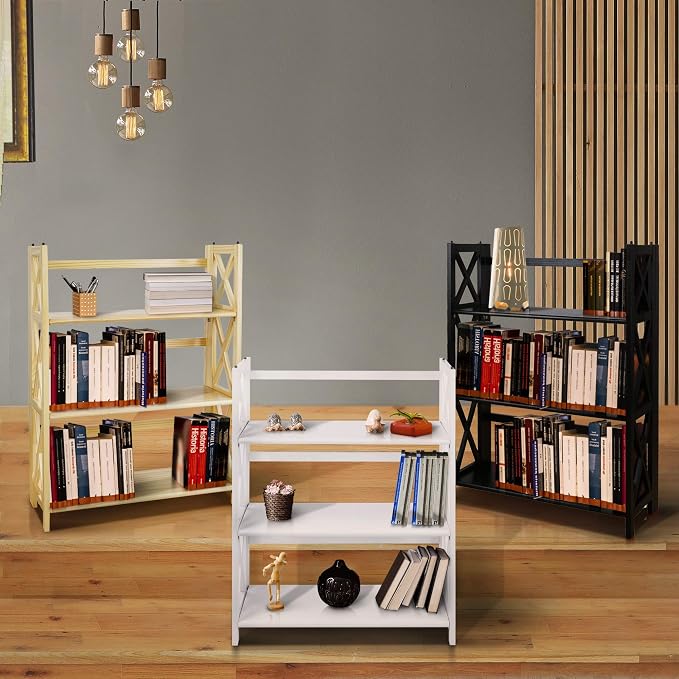 Casual Home Montego 3-Shelf White fold bookcase, 27.5" Wide