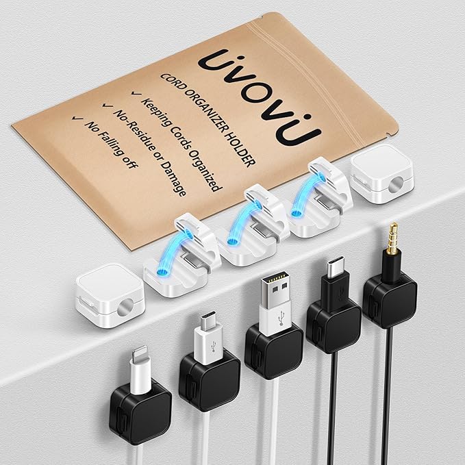 10 Pack Cord Organizer Magnetic Clips for Nightstand Under Desk Strong Adhesive Cable Management Wire Office Supplies Workspace Accessories Phone