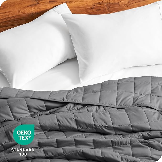 Bare Home Weighted Blanket King Size 30lb (80" x 87") for Adults - All-Natural 100% Cotton - Premium Heavy Blanket Nontoxic Glass Beads (Grey, 80"x87")