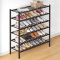 Smiry Bamboo Shoe Rack for Closet, 6 Tier Long Wooden Shoe Organizer, Stackable Wood Shoe Storage Shelf for Entryway, 14 Vertical Slats, 3+3 Stack Heavy-Duty Legs, 33.86"x11.02"x36.61", Brown