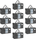 VENO 10 Pack Moving Bags, Comforter and Blanket Storage Bags for Closet, Moving Boxes, Boxes with Lids Alternative, College Dorm Packing Supplies, Foldable Heavy-Duty Tote with Window (Gray, 10 Pack)