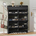 Thacuok Shoe Cabinet with 6 Flip Drawers & 2 Storage Drawers, Rustic Farmhouse Narrow Shoe Organizer Cabinet, Slim Shoe Rack Cabinet, Shoe Storage Cabinet for Entryway, Hallway, Front Door