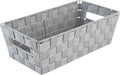 Simplify Extra Long Shelf Woven Strap Tote | Decorative Storage Basket | Built in Handles | Organization | Closet | Bedroom | Bathroom | Nursery | Accessories | Toys | Gifts | 1 Pack | Heather Grey