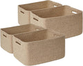 4 Pack Large Storage Basket for Organizing, 17.5"x13"x7" Woven Basket for Shelves, Closet Cube Storage Bins with Wrapped Handle, Cotton Rope Baskets for Kitchen, Clothes, Toys(Natural))