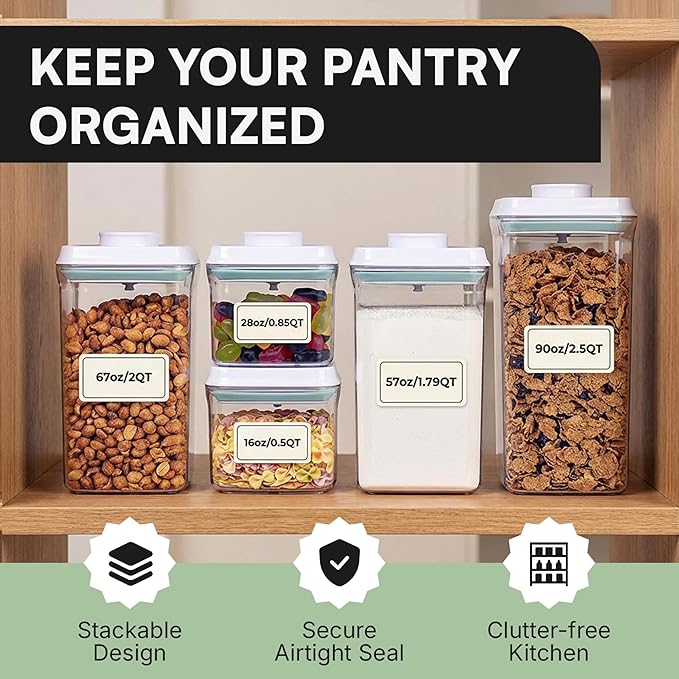 Bop Top Airtight Food Storage Containers with Lid 3.5 Cups / 28 oz | Kitchen Canister Sets | Air Tight Pantry Container | Pop Top Dry Food Storage Containers for Snacks, Sugar, Flour, Baking, Pasta