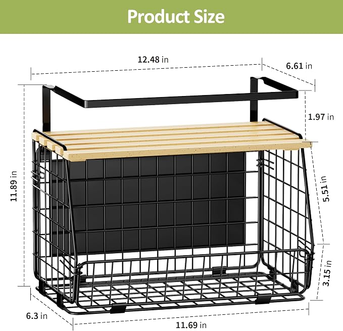 Magnetic Shelf for Fridge with Lid: 2 Pack Fruit Potato and Onion Storage Bin - Magnetic Spice Rack for Refrigerator & Kitchen Counter - Pantry Organizers and Storage