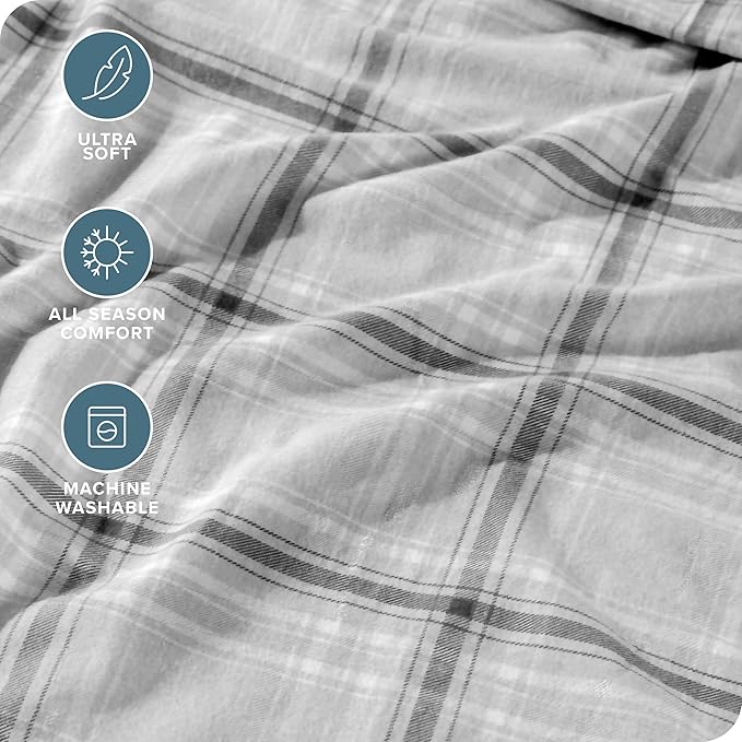 Bare Home Queen Sheet Set - Luxury 1800 Ultra-Soft Microfiber Queen Bed Sheets - Double Brushed - Deep Pockets - Easy Fit - 4 Piece Set - Bedding Sheets & Pillowcases (Queen, Tartan Plaid)