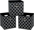 Fabric Cloth Storage Bins,Fabric Cube Organizer with Dual Handles Foldable Cube Storage Baskets for Home Bedroom Storage,Set of 3,(Black light)