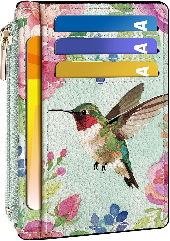 Tipmile Womens Credit Card Holder Wallet, Small Slim RFID Blocking Sleeve | Mini Tiny Cute ID Case, Minimalist Zipper Pocket Wallet, Thin Coin Purse, Mothers Gift